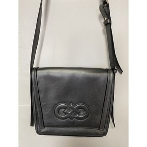 Cole Haan Metallic Silver Gray Magnetic Closure Leather Crossbody Bag Purse